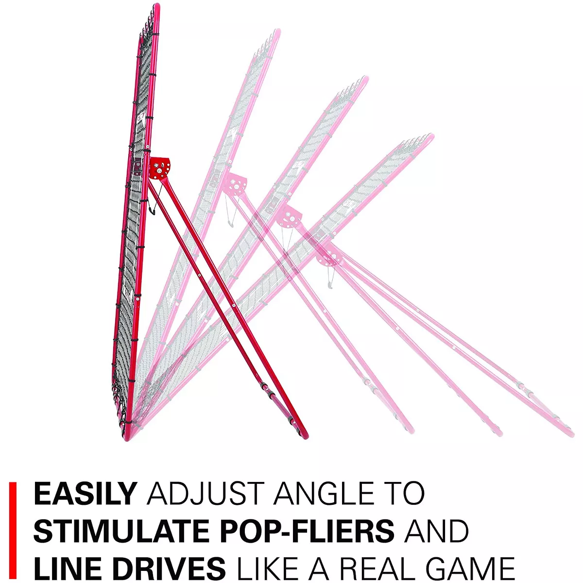 Rukket Sports Adjustable Pitch Back Baseball and Softball Rebounder Practice Throwing Net Screen, Red