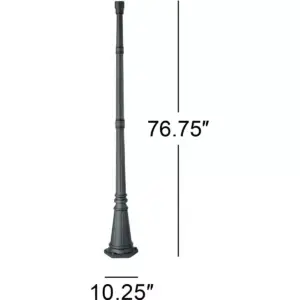John Timberland Outdoor Post and Cap Base Black Iron Pole 76 3/4