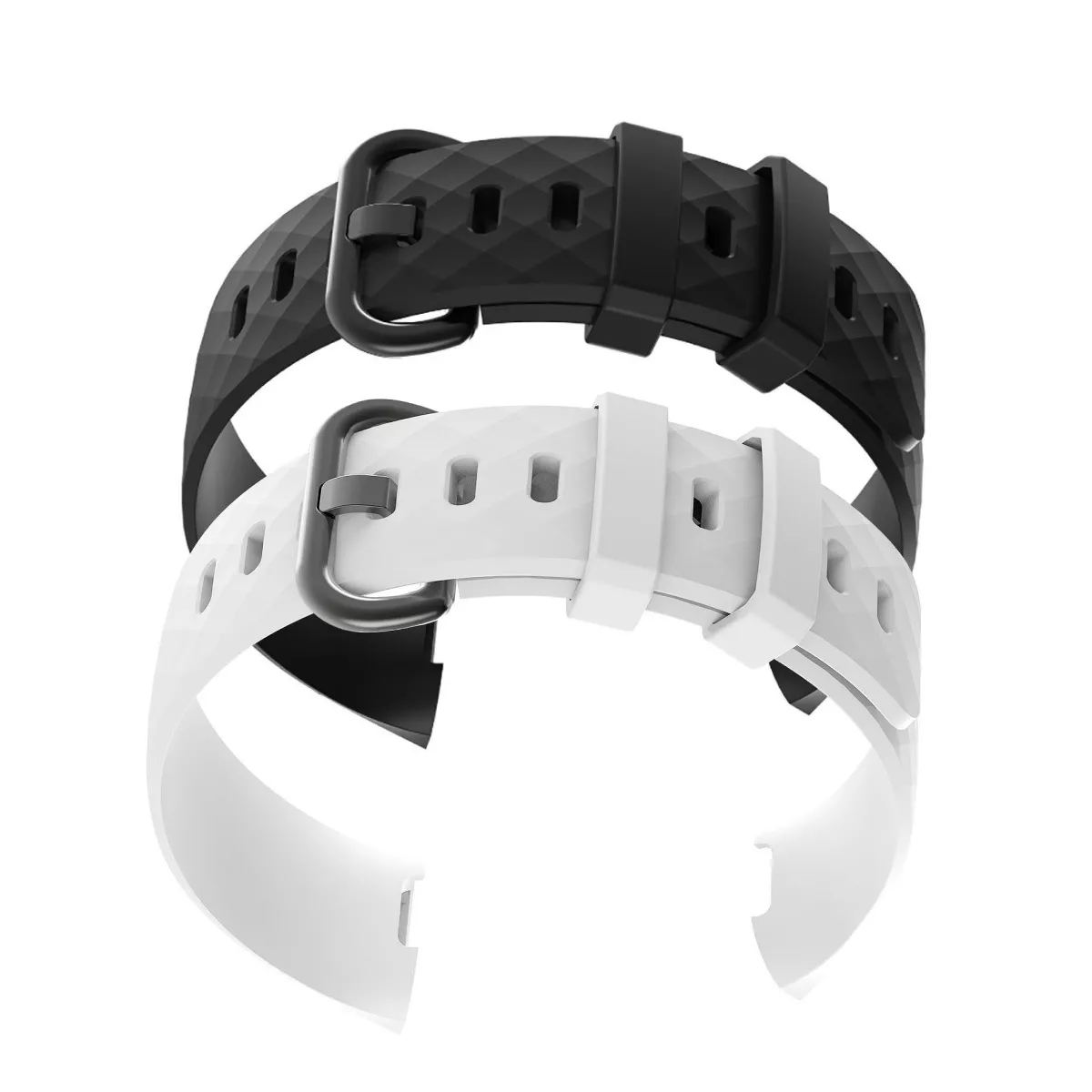 Insten 2-Pack Soft TPU Rubber Replacement Band For Fitbit Charge 4 & Charge 3, Black+White