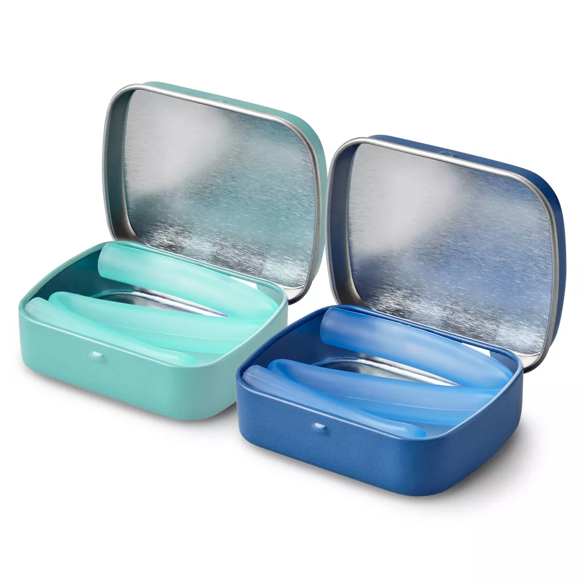GoSili 2pk Reusable Standard Straw Tins Cobalt/Mint