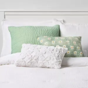 Oblong Block Print Kantha Floral Stitch Decorative Throw Pillow - Threshold™