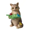 Wind & Weather Raccoon With Leaf Bird Feeder with Solar Lighted Birds