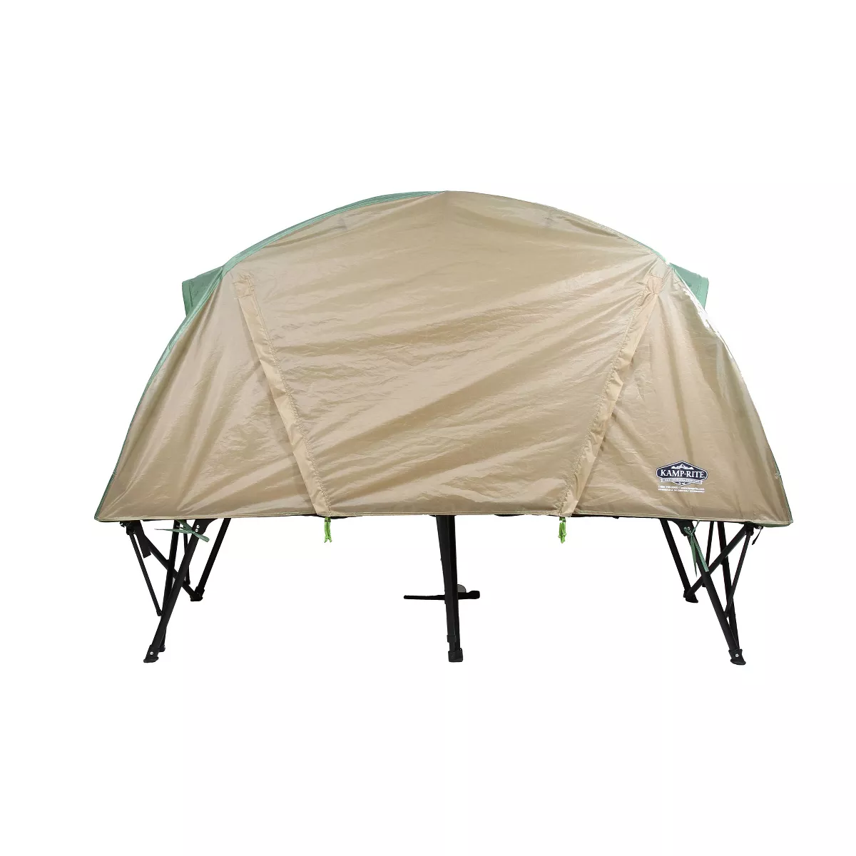 Kamp-Rite CTC Standard Compact Collapsible Portable Lightweight Outdoor Elevated Backpacking Camping Tent Cot, Green and Tan