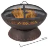 Sunnydaze Outdoor Camping or Backyard Steel Chalice Fire Pit with Spark Screen and Log Poker - 25" - Copper Finish