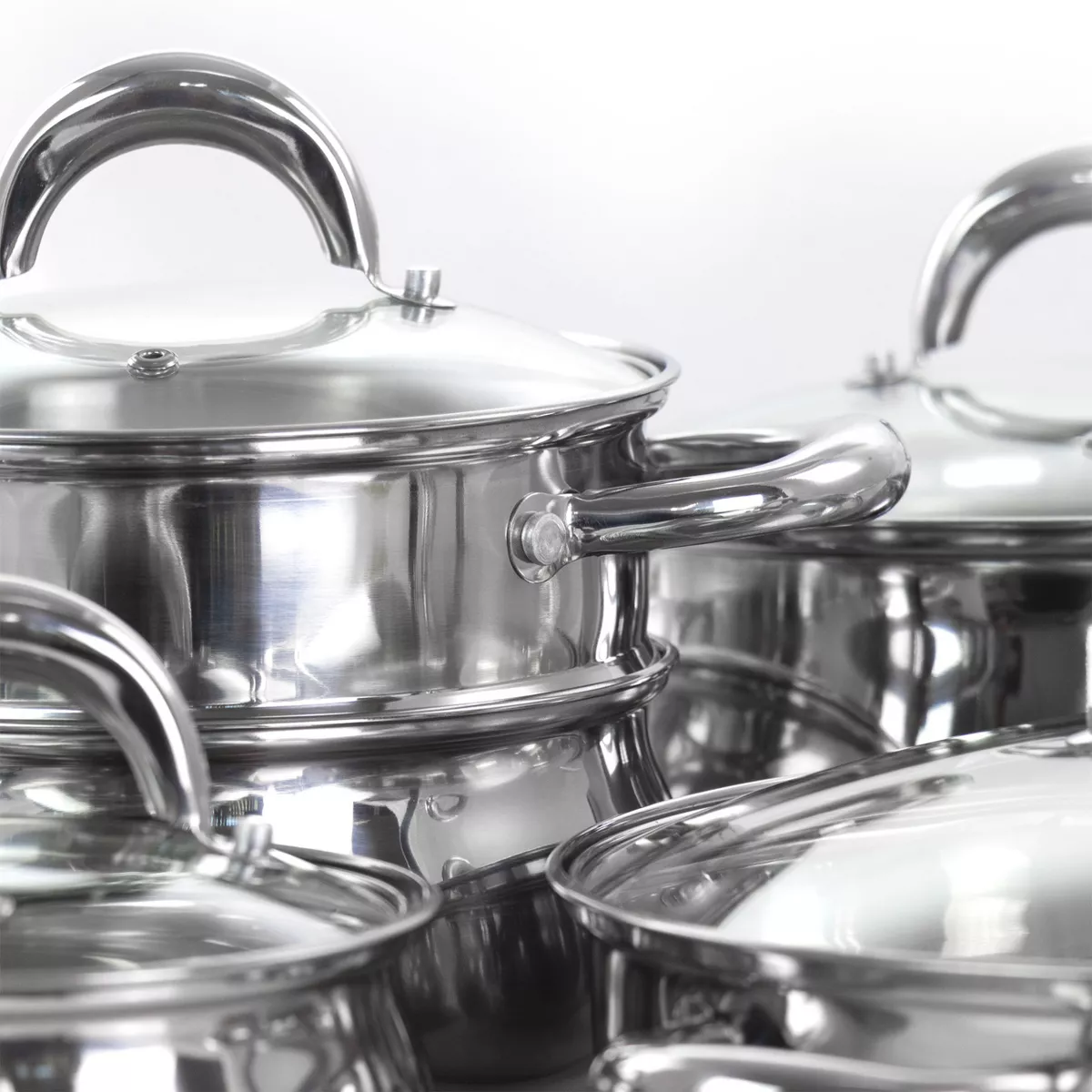 Gibson Home Ancona 12 Piece Stainless Steel Belly Shaped Cookware Set with Kitchen Tools