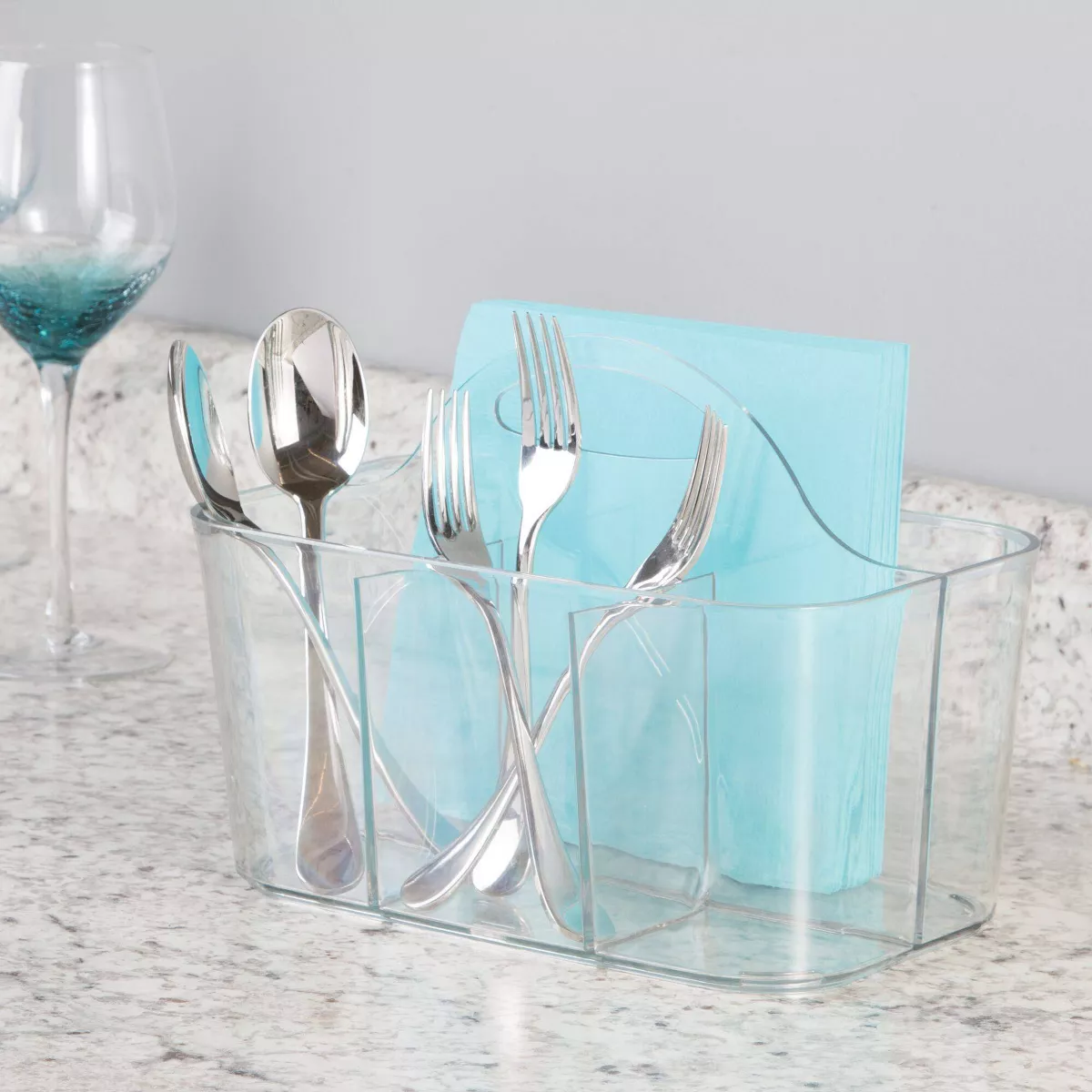 iDESIGN Clarity Flatware Caddy Clear