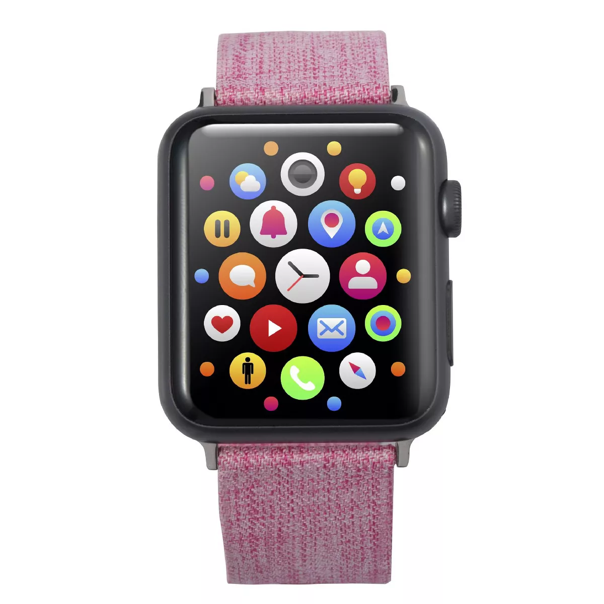 Insten Canvas Woven Fabric Band for Apple Watch 42mm 44mm All Series SE 6 5 4 3 2 1, For Women Girls Replacement Strap, Rose Red
