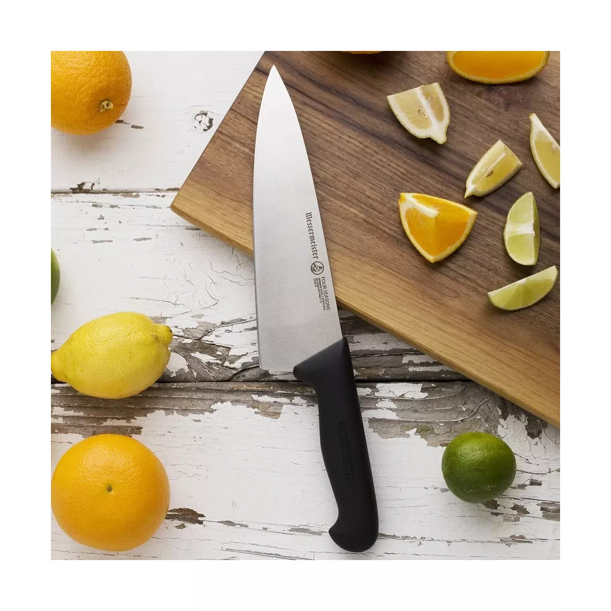 Messermeister Four Seasons Stainless Steel Wide Blade Chef's Knife for Chopping, Slicing, and Dicing with Comfortable Handle, 8 Inch