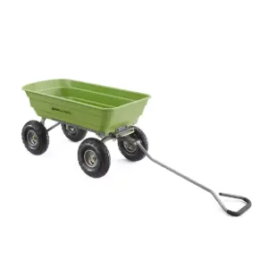 Gorilla Carts 600 Pound Capacity Heavy Duty Poly Yard Garden Steel Quick Dump Utility Wheelbarrow Wagon Trolley Cart with Straight Pull Handle, Green