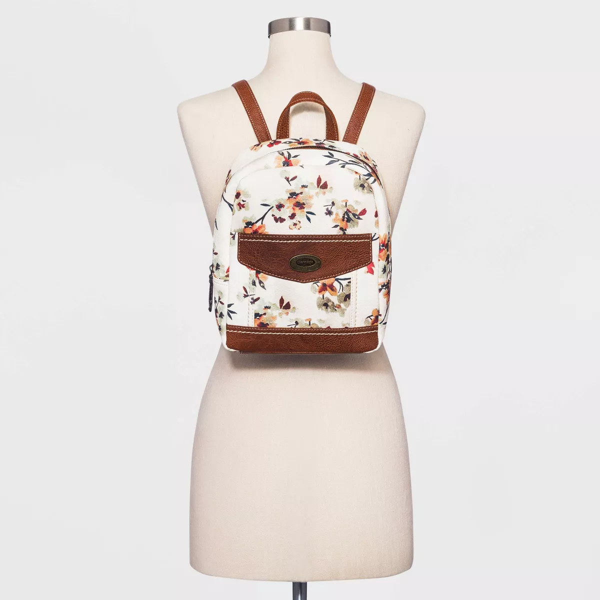 Concept Floral Print Zip Closure Backpack - White