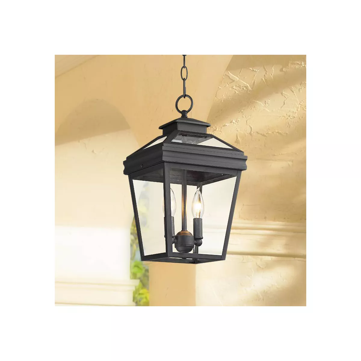 John Timberland Traditional Outdoor Ceiling Light Hanging Black Lantern 16 1/2