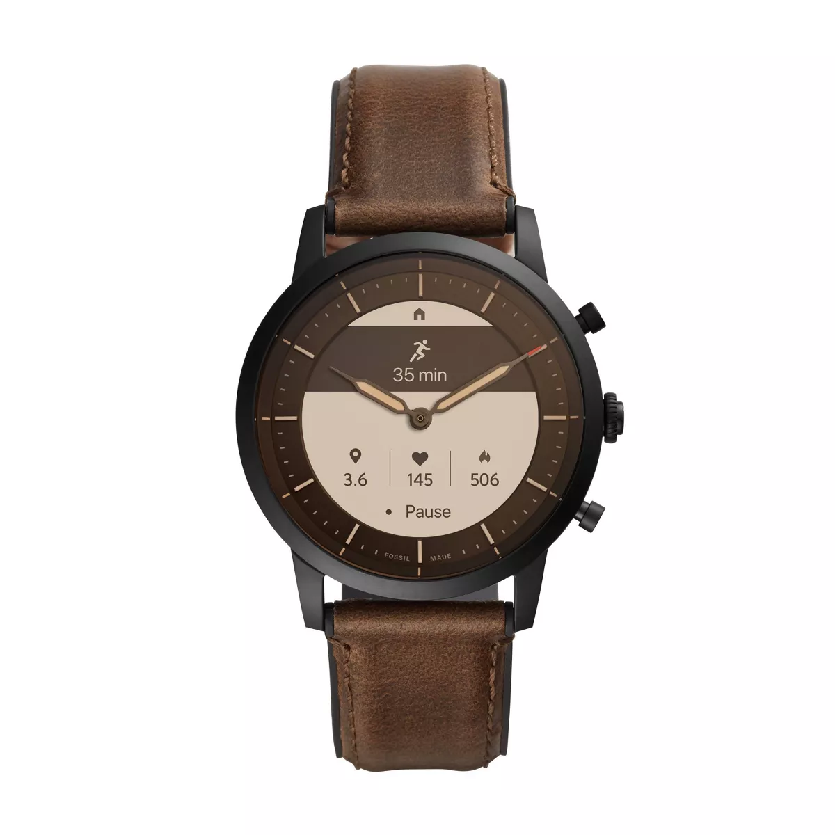 Fossil Hybrid Smartwatch HR Collider 42mm - Black with Dark Brown Leather