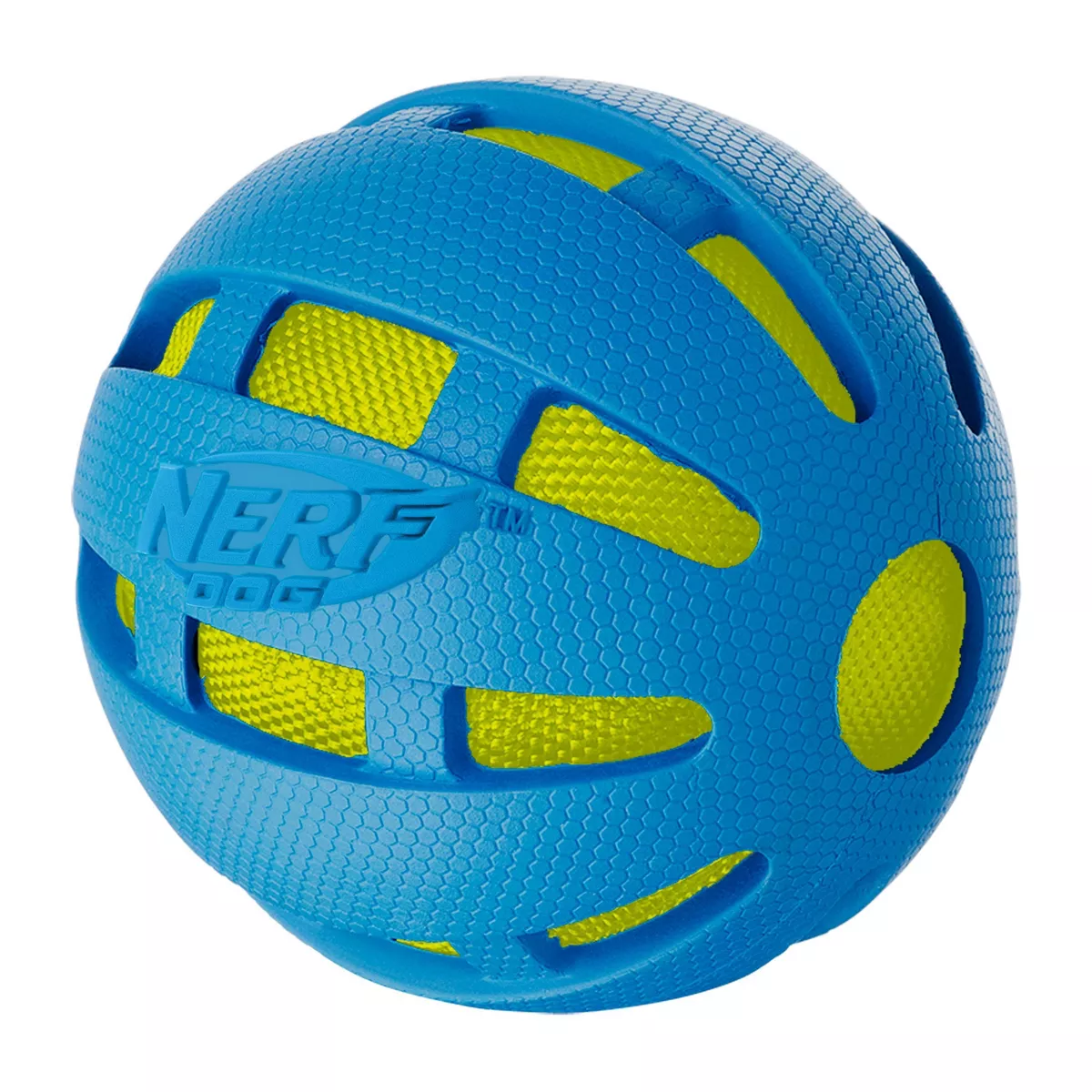 NERF Nerf Checker Crunch Ball Dog Toy - Blue/Green - L