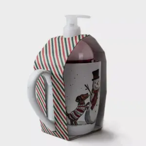 16oz Ceramic Merry Christmas Mug and Lotion Gift Set - Peppermint & Pine