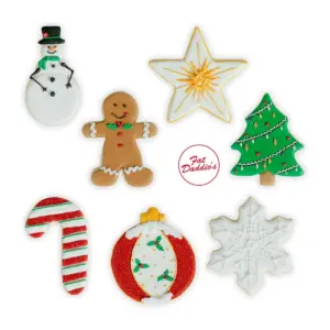 Fat Daddio's Anodized Aluminum Holiday Cookie and Baking Sheet set with 7 Christmas Themed Cutter Shapes and Silicone Baking Mat