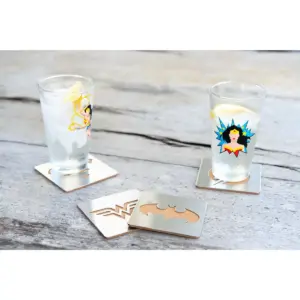 Seven20 DC Comics Laser-Cut Superhero Logo Coaster Set | Batman | Superman | Wonder Woman | Flash