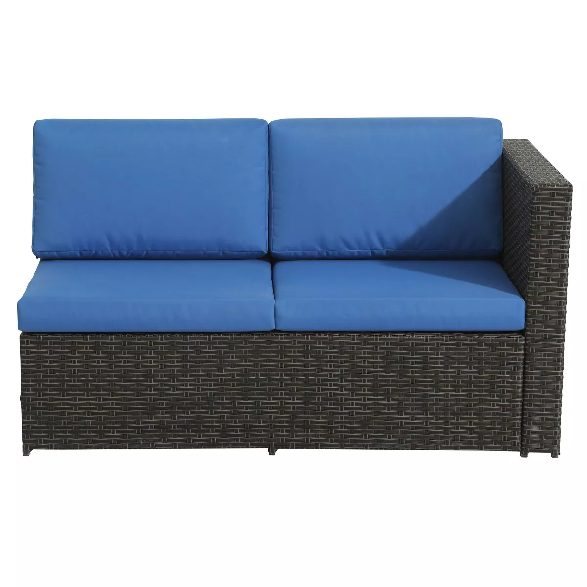 4pc Wicker Rattan Patio Sofa Set with Blue Cushions - Accent Furniture