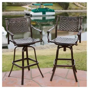 Sebastian Set of 2 Cast Aluminum Patio Barstool - Copper - Christopher Knight Home