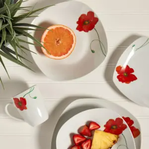16pc Porcelain Poppy Dinnerware Set - Tabletops Gallery