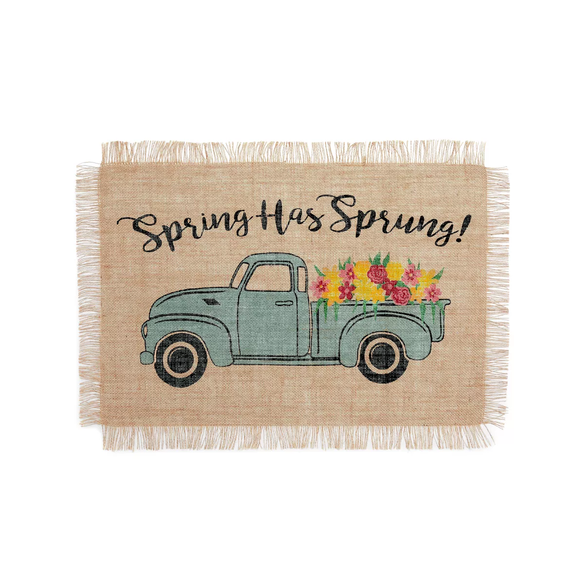 Farmhouse Living Spring Has Sprung Vintage Farm Truck Burlap Placemat - Set of 4 - 13