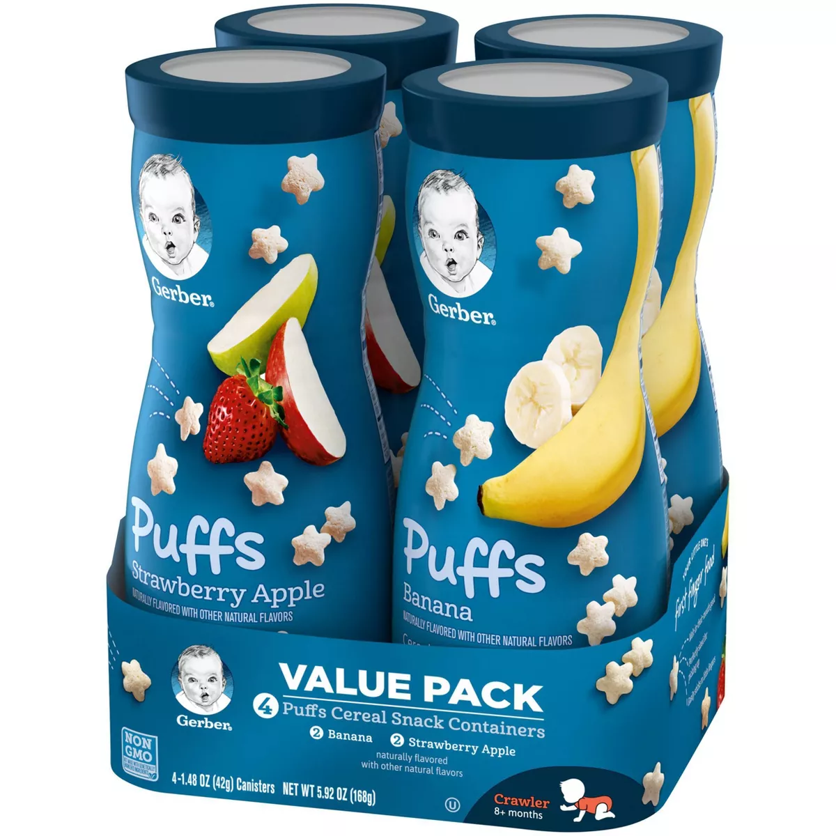 Gerber Puffs 4pk Variety Pack Strawberry-Apple & Banana - 5.92oz
