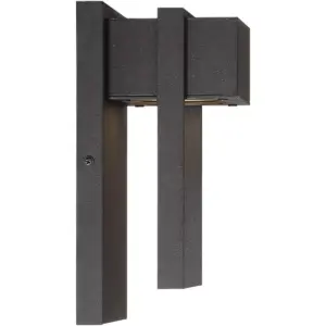 Possini Euro Design Modern Outdoor Wall Light Fixture LED Textured Black 9 1/2