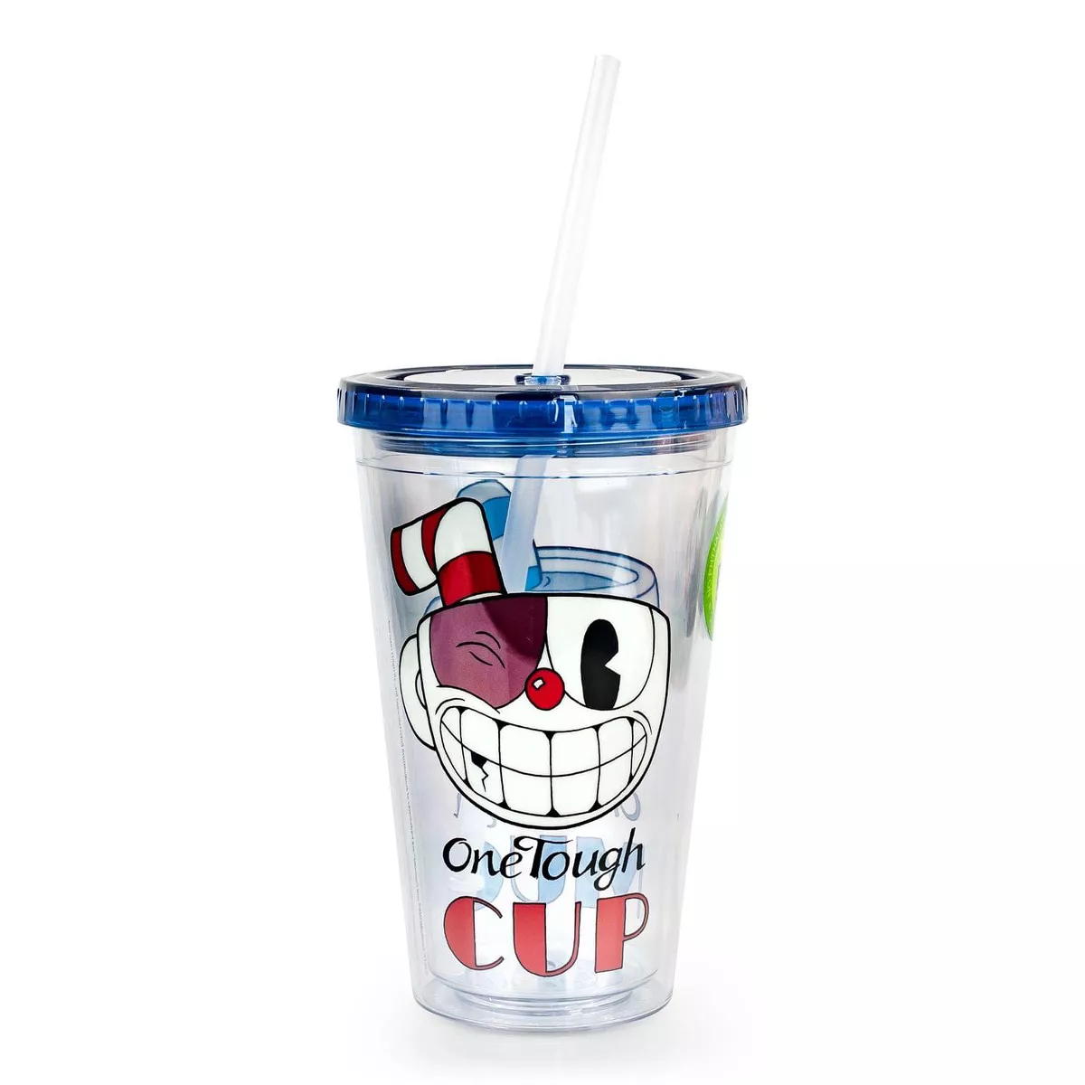 Just Funky Cuphead One Rough/Tough Cup 16oz Carnival Cup w/ Straw & Lid