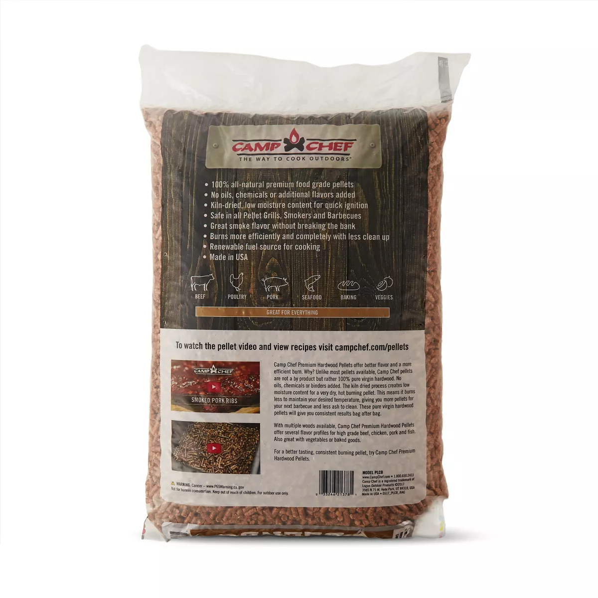 Camp Chef Smoker Grill Natural Competition Blend Hardwood Pellets, 20 Pounds (3)