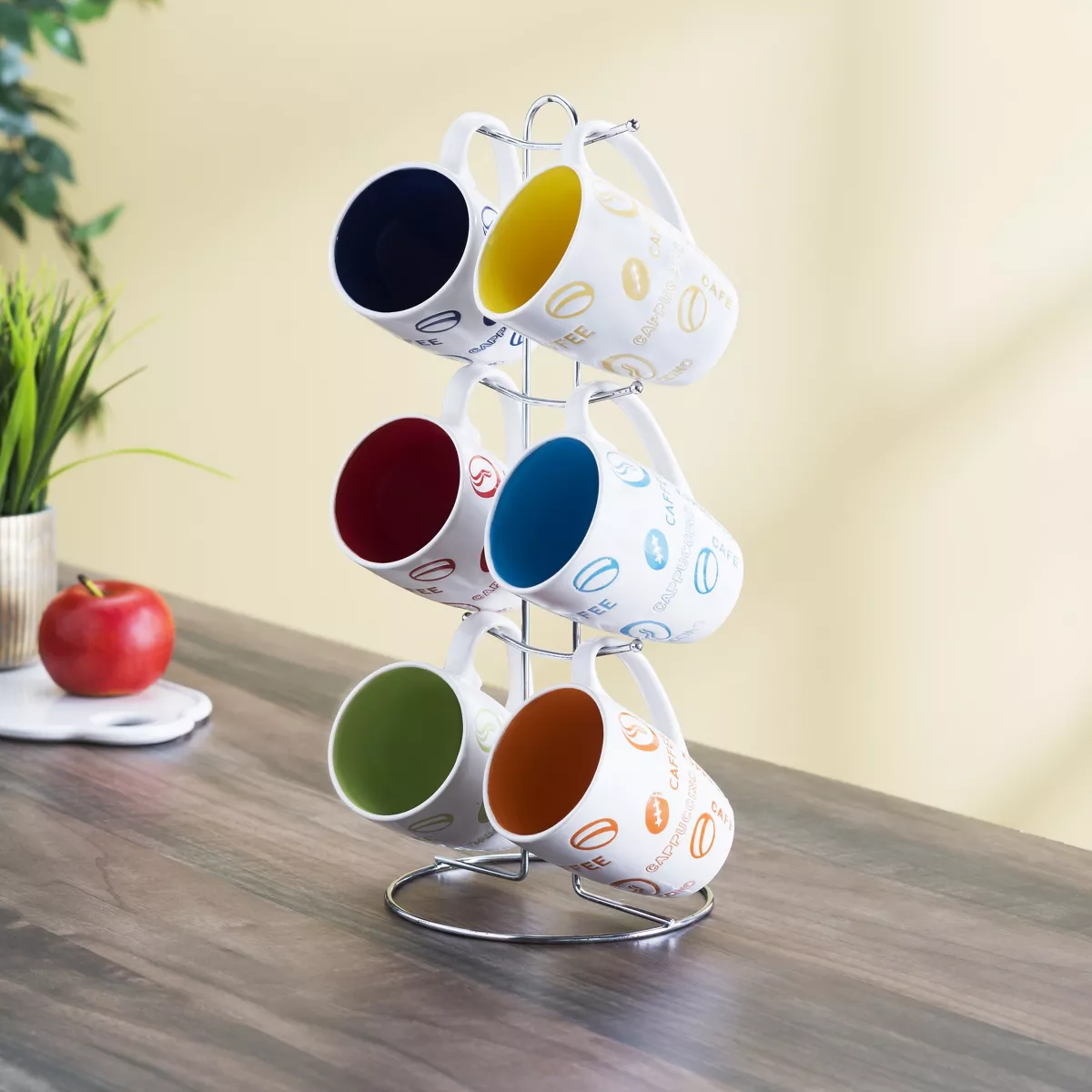 Home Basics 6 Piece Mug Set with Stand
