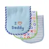 Luvable Friends Baby Boy Cotton Burp Cloths with Fiber Filling 3pk, Blue Dad, One Size