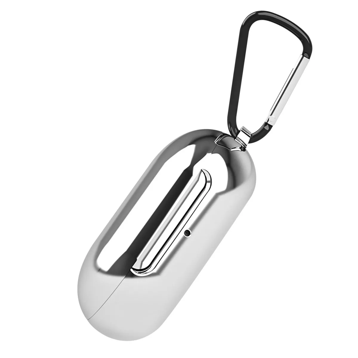 Insten Soft TPU Case For Samsung Galaxy Buds+ / Galaxy Buds with Carabiner Keychain, Support Wireless Charging, Silver Chrome