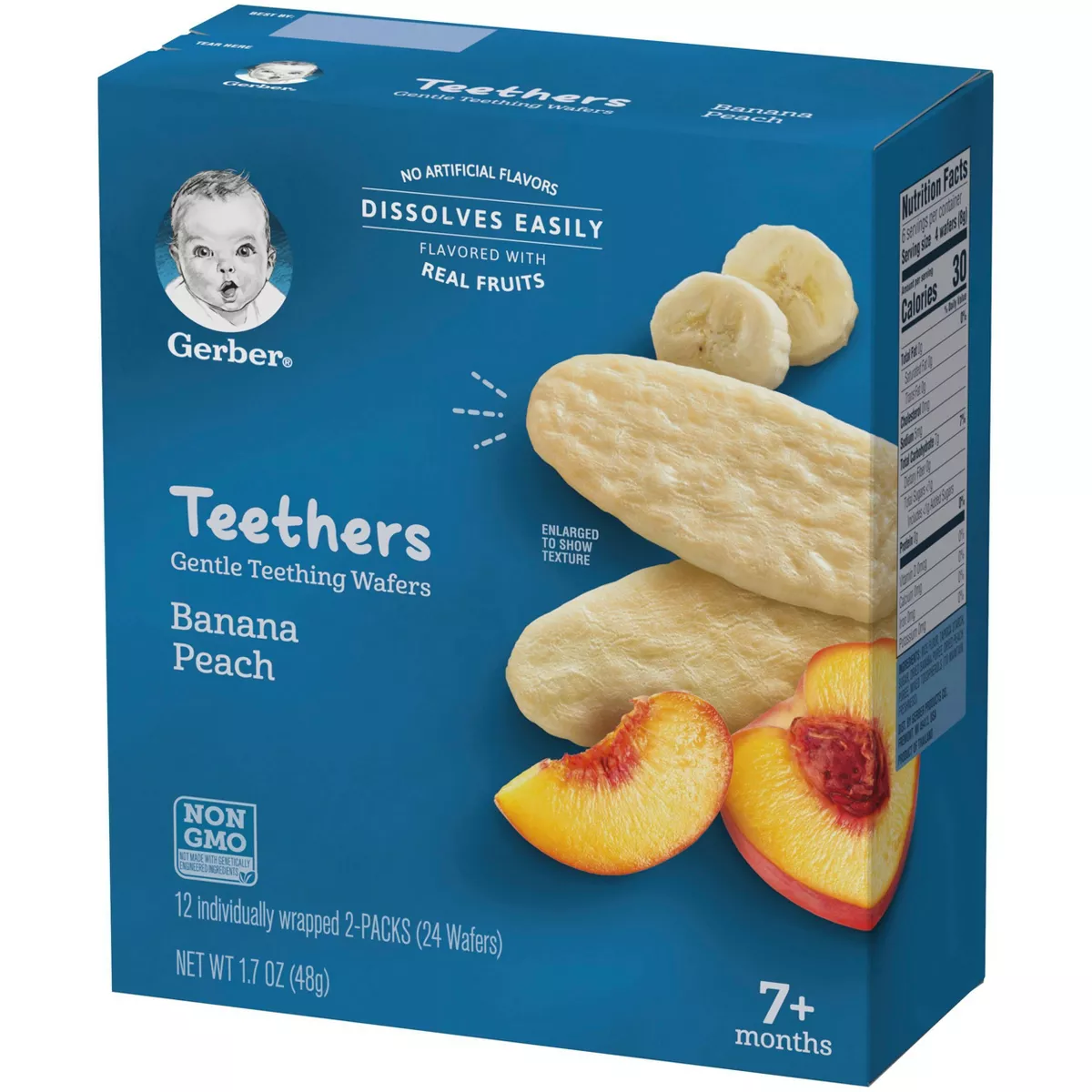 Gerber Teethers Banana Peach Baby Snacks - 12ct/1.7oz Total