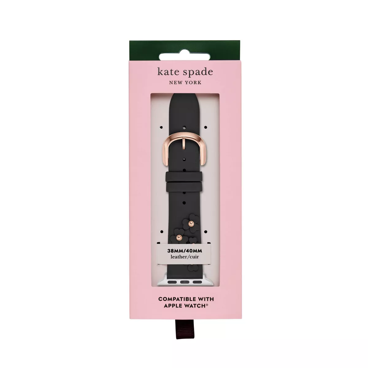 Kate Spade New York Floral Applique Black Leather 38/40mm Band for Apple Watch