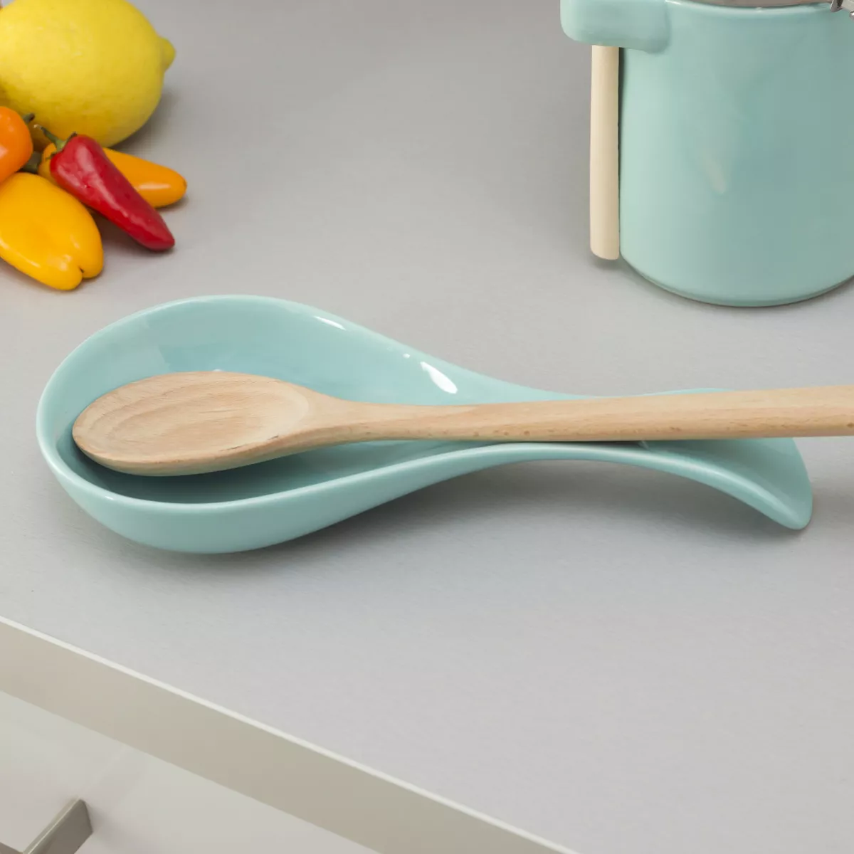 Home Basics Ceramic Spoon Rest, Turquoise