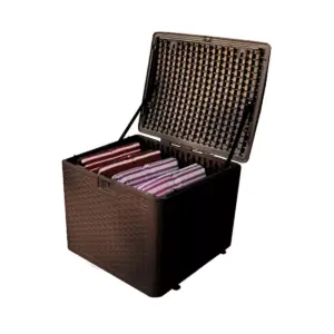 Plastic Development Group 28-Gallon Weather-Resistant Plastic Resin Outdoor Storage Patio Deck Box with Slide and Snap Assembly, Java Brown