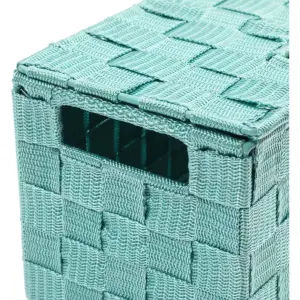 3-Pack Woven Storage Shelf Baskets Bin Box Organizer Rectangle Set, Turquoise 3 Sizes