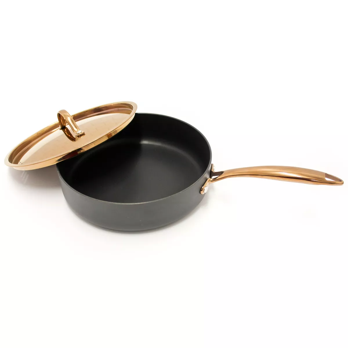 BergHOFF Ouro Black Hard Anodized 8Pc Chefs Set, Rose Gold Handles