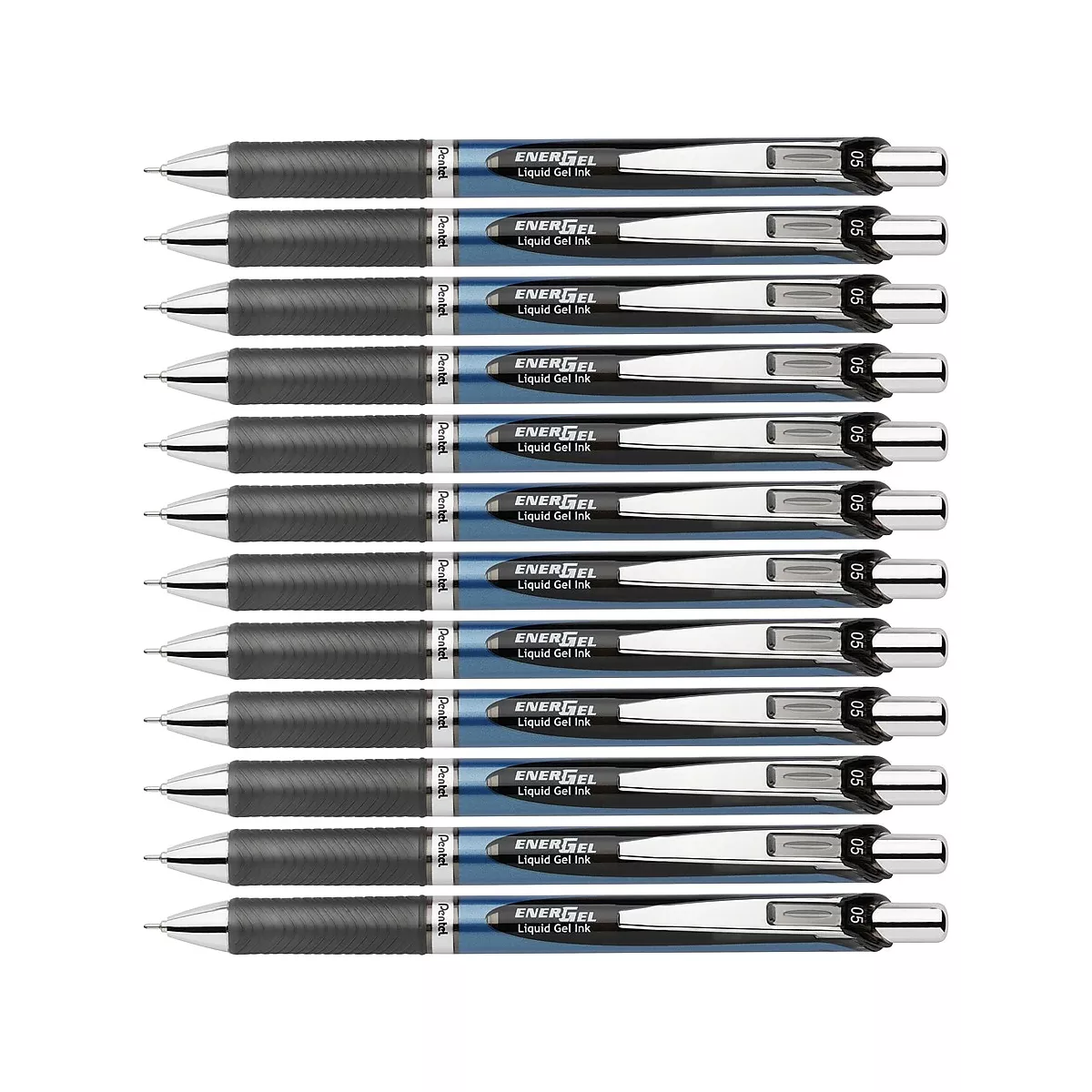 Pentel Gel Pen Retract/Refillable Needle Tip 0.5mm 12/BX BK Ink BLN75ABX