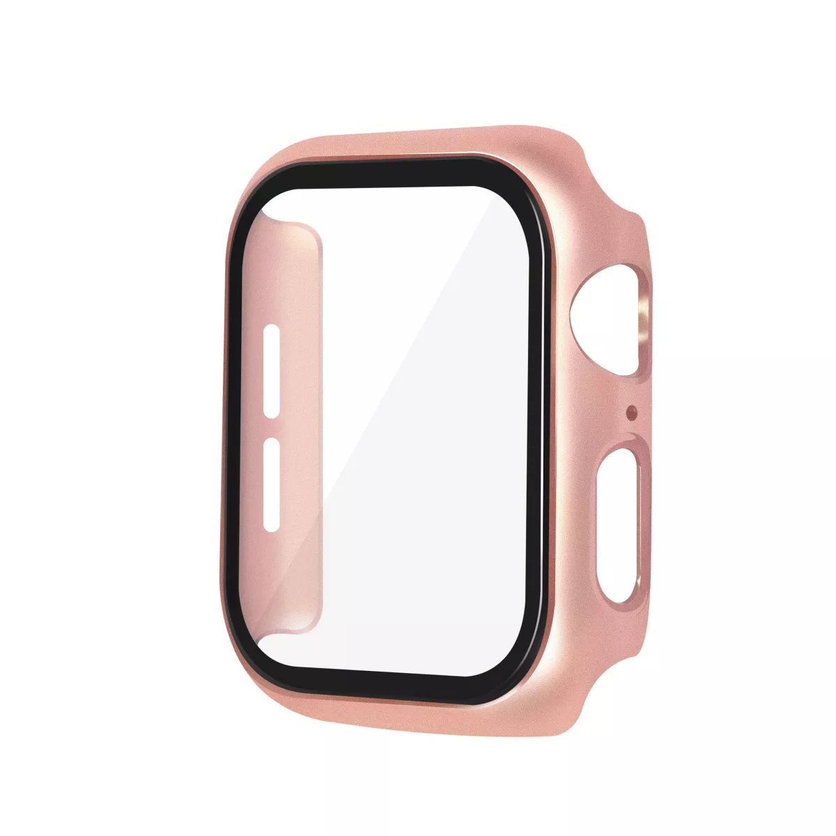 Metal Hard Case Compatible with Apple Watch 40mm Series 6 5 4 SE, Built in Tempered Glass Screen Protector Full Protective Cover, Rose Gold by Insten