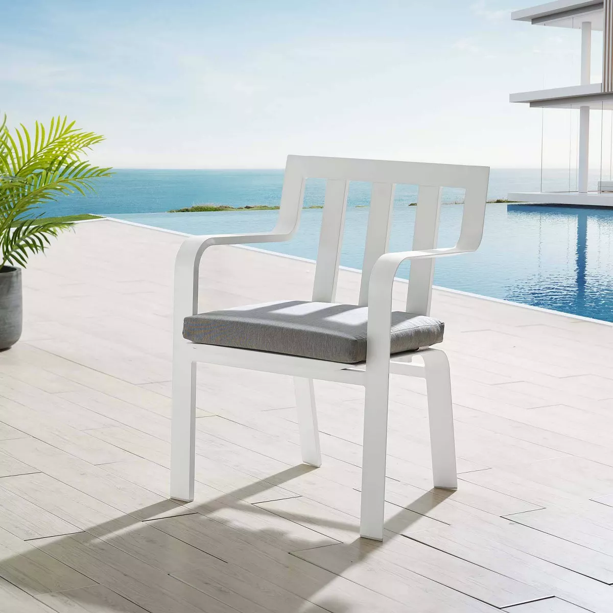 Baxley Outdoor Aluminum Patio Dining Armchair Gray - Modway