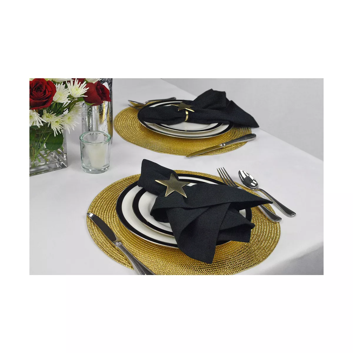 Set of 6 Gold Round Woven Placemat - Design Imports