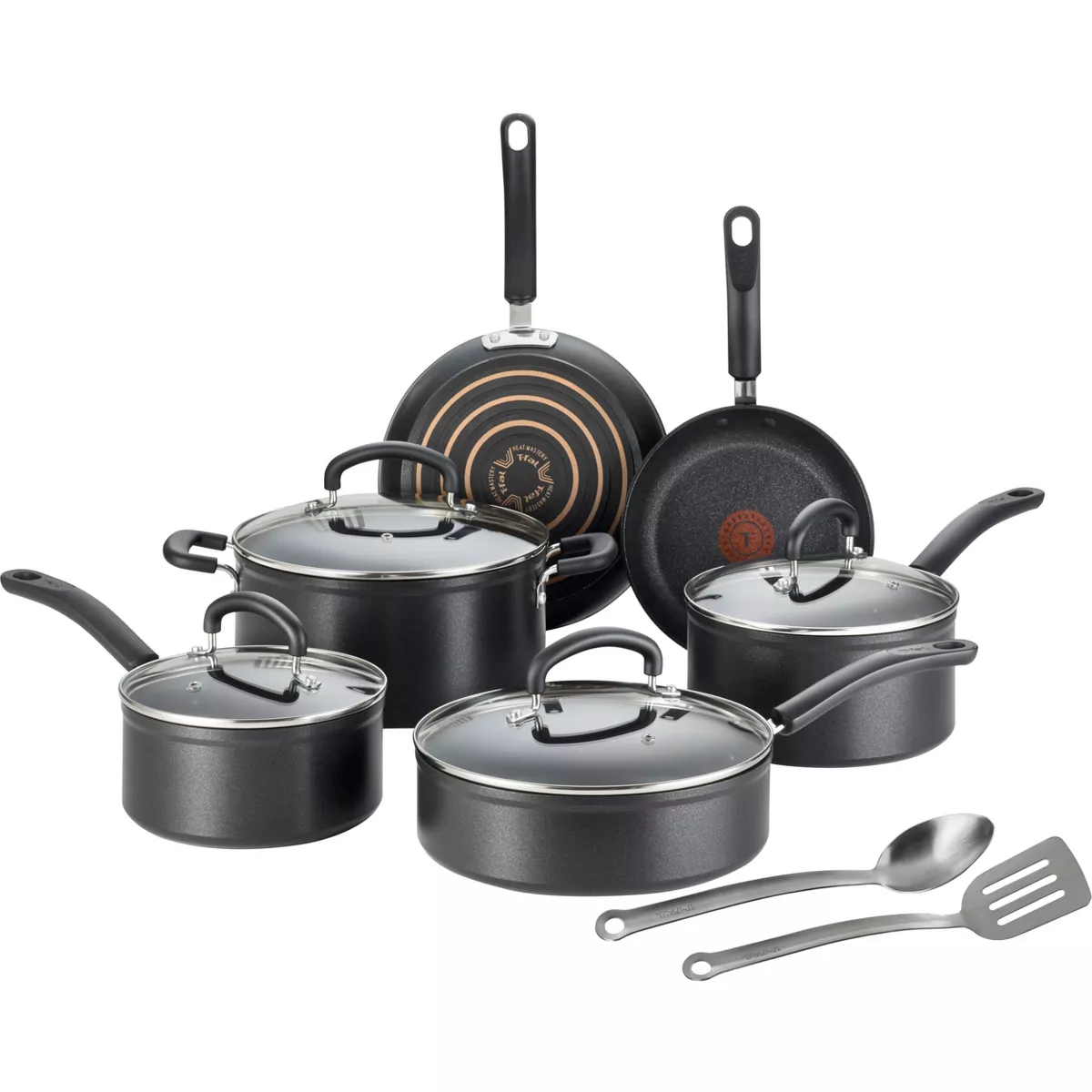 T-fal Expert Forged Nonstick Cookware, 12pc Set, Black