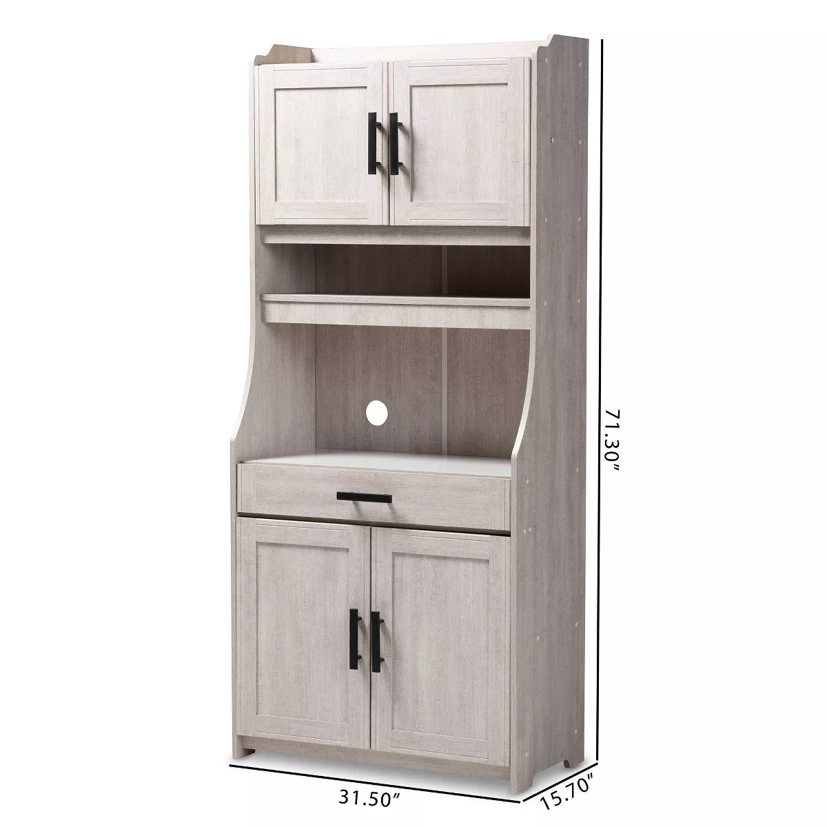 6 Shelf Portia Kitchen Storage Cabinet White - Baxton Studio