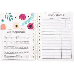 Paper Junkie 12 Month Money Budget Planner Spiral Organizer Notebook 24 Inner Pockets, 5