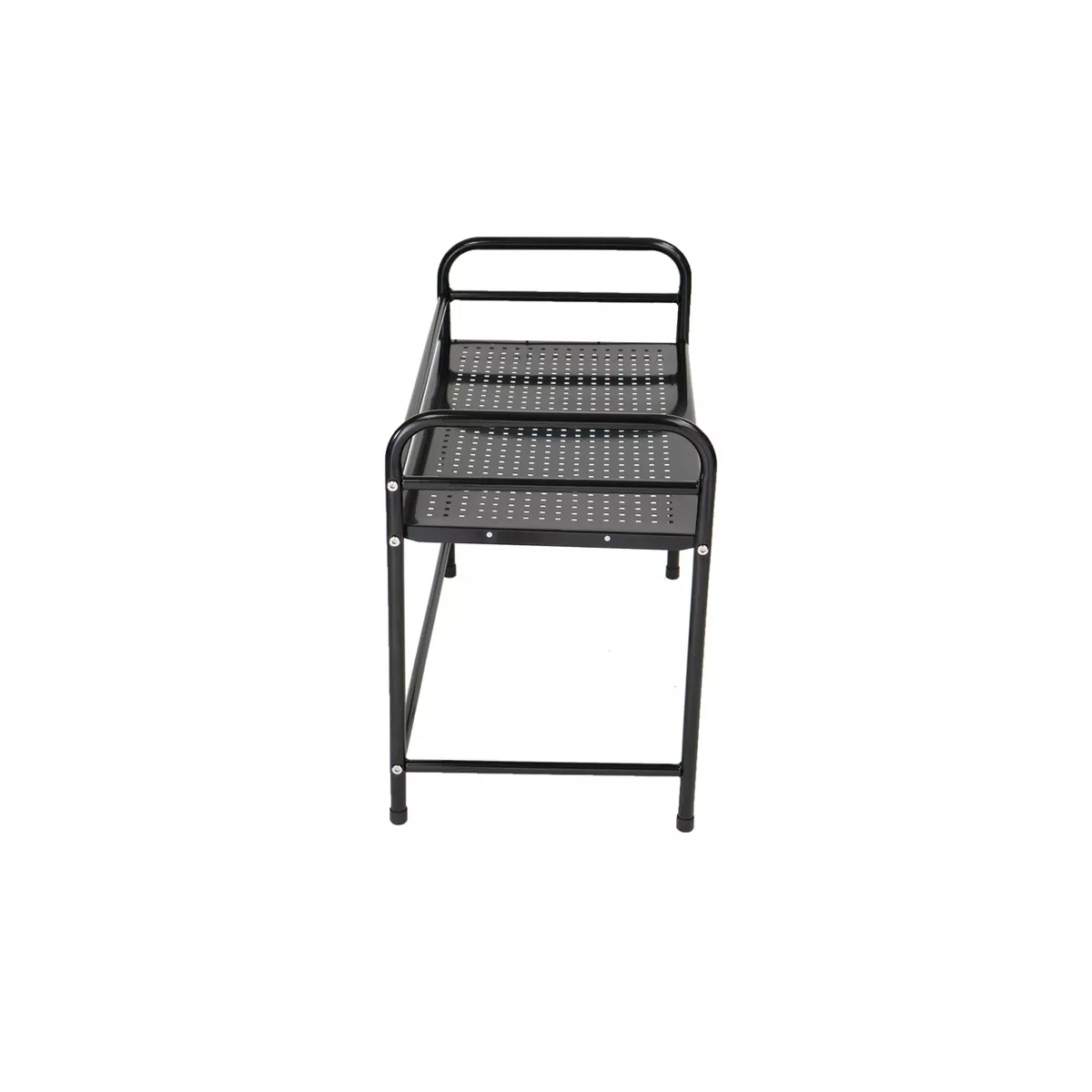 MIND READER Metal Rack Utility Shelf and Microwave Stand with Hooks on the Side (BLACK)