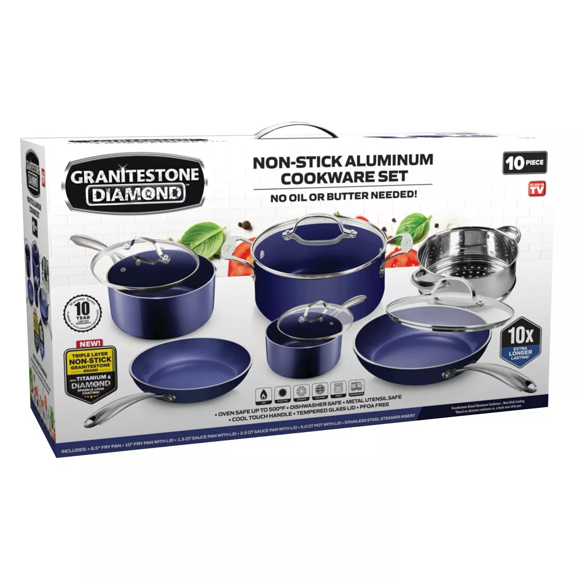 Granitestone Blue 10pc Cookware Set