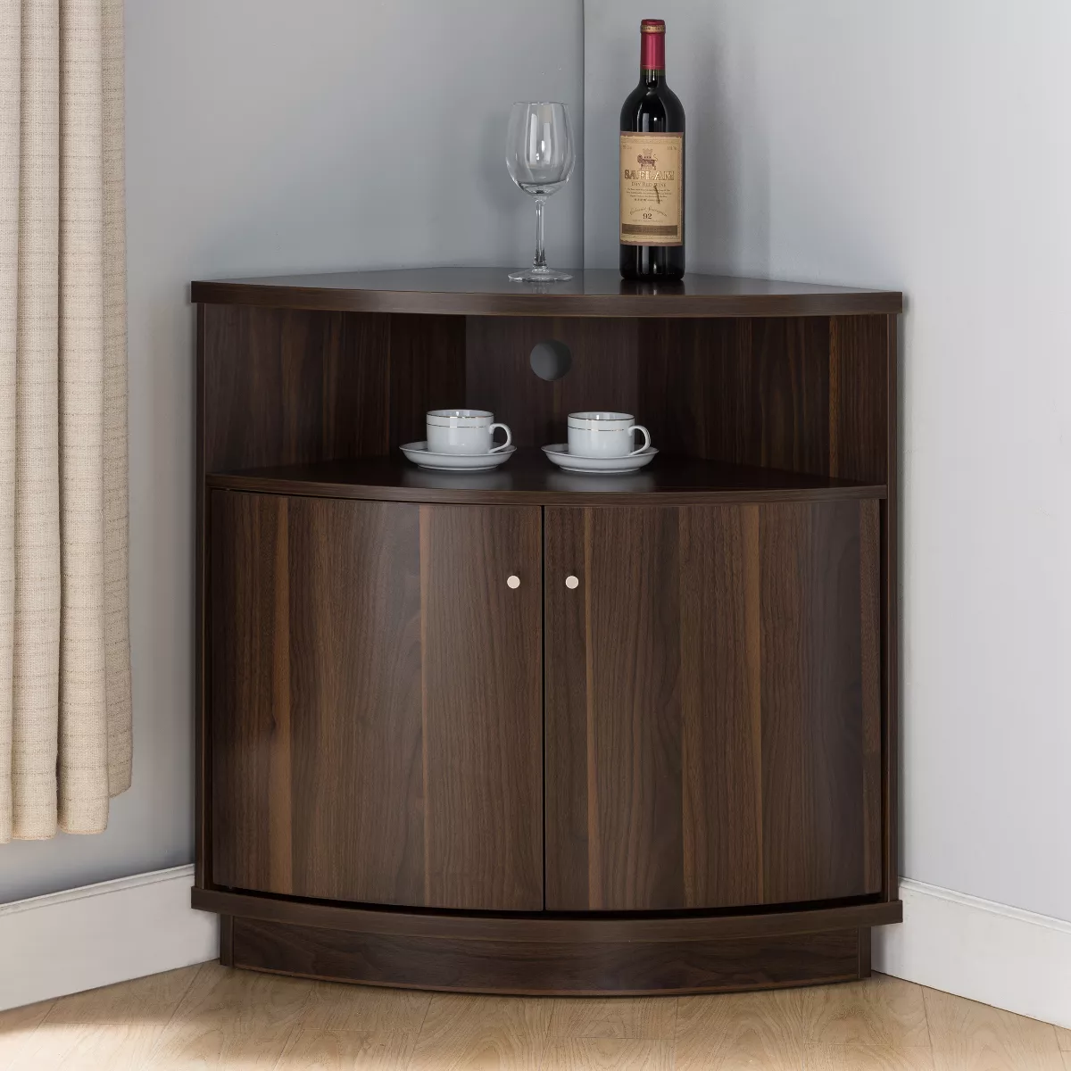 Iohomes Edisa Contemporary 3 - Shelf Corner Buffet Dark Walnut - HOMES: Inside + Out