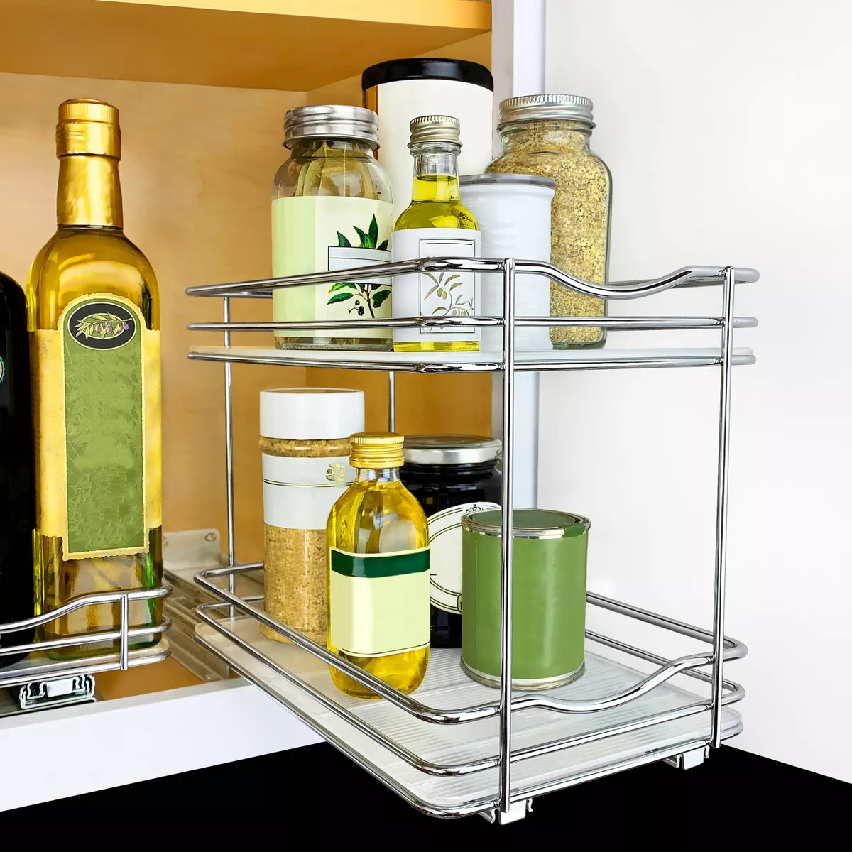 Lynk Professional Slide Out Double Spice Rack Upper Cabinet Organizer 6