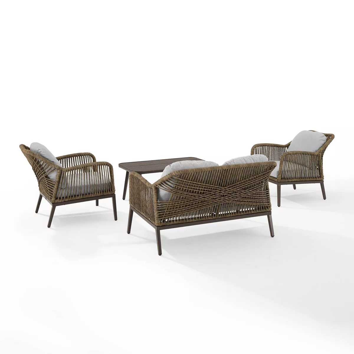 Haven 4pc Outdoor Wicker Conversation Set - Light Gray - Crosley