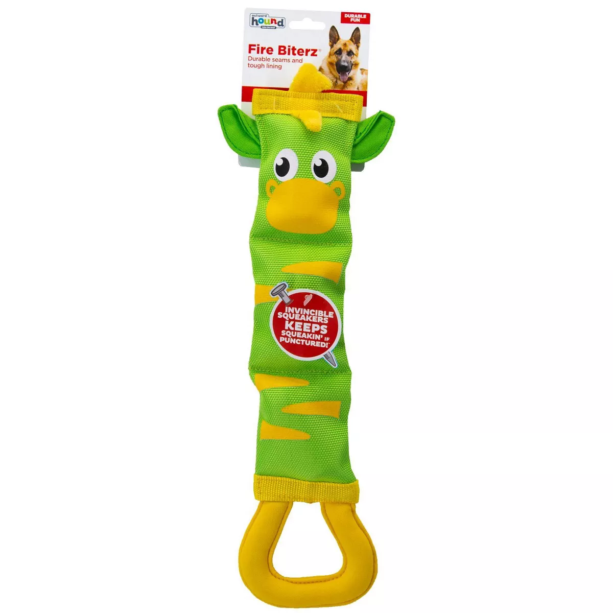 Outward Hound Fire Biterz Zebra Dog Toy - Green - L